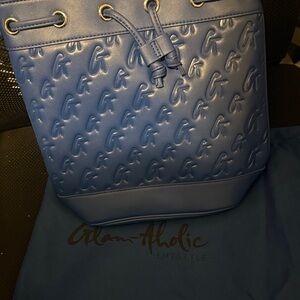 Glam-Aholic Blue Embossed bucket bag